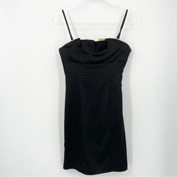 BCBGMaxAzria Y2K Strapless Mini Dress Size 4 Black Lime Green - Picture 1 of 10
